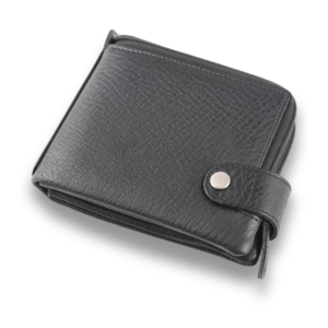 Burmuk Men’s Genuine Drymill Leather Wallet –  Zip Pocket with Loop