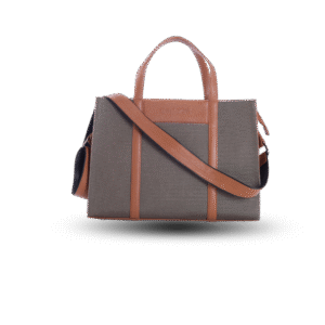 Burmuk Women’s Genuine Leather Laptop Organiser Handbag – Green with Tan Accents