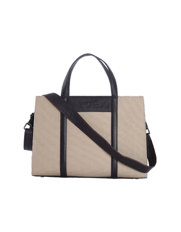 Genuine Leather With Coated Canvas Ladies bag